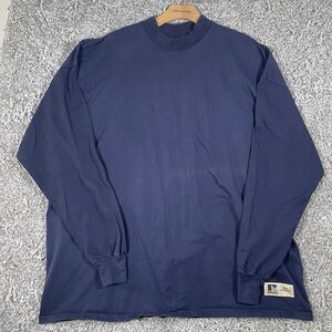 VINTAGE Russell Athletic Pro Cotton Shirt Men's XXL Long Sleeve Navy Blue Y2K